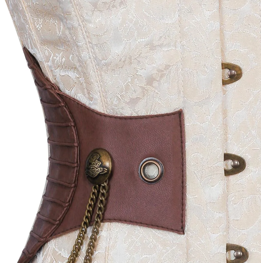 Barron Ivory Brocade Steampunk Underbust Corset