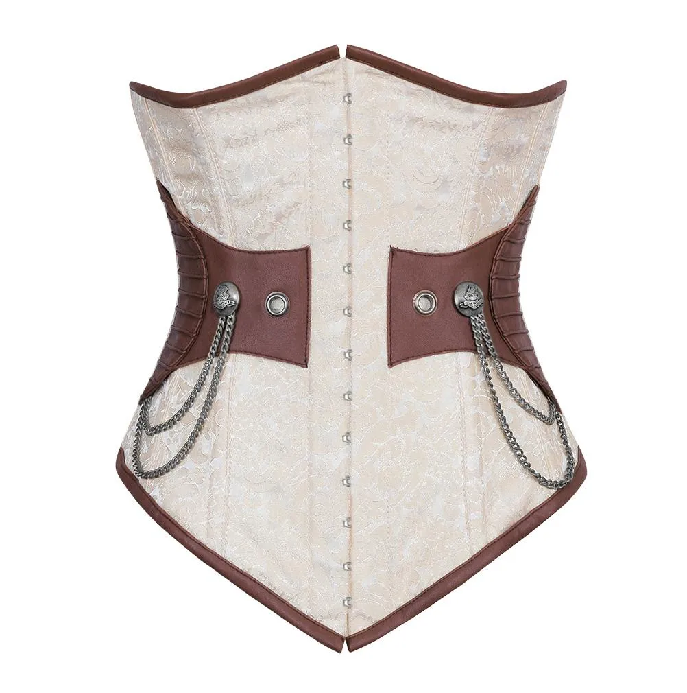 Barron Ivory Brocade Steampunk Underbust Corset
