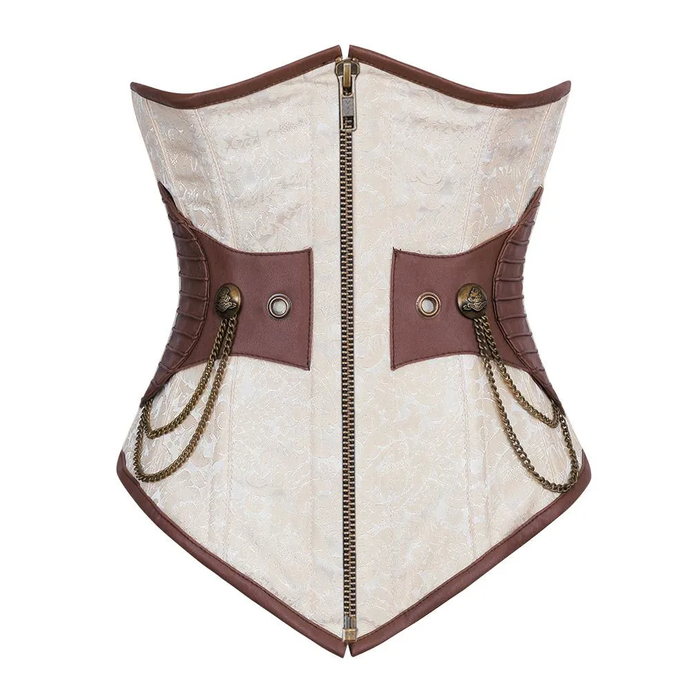 Barron Ivory Brocade Steampunk Underbust Corset