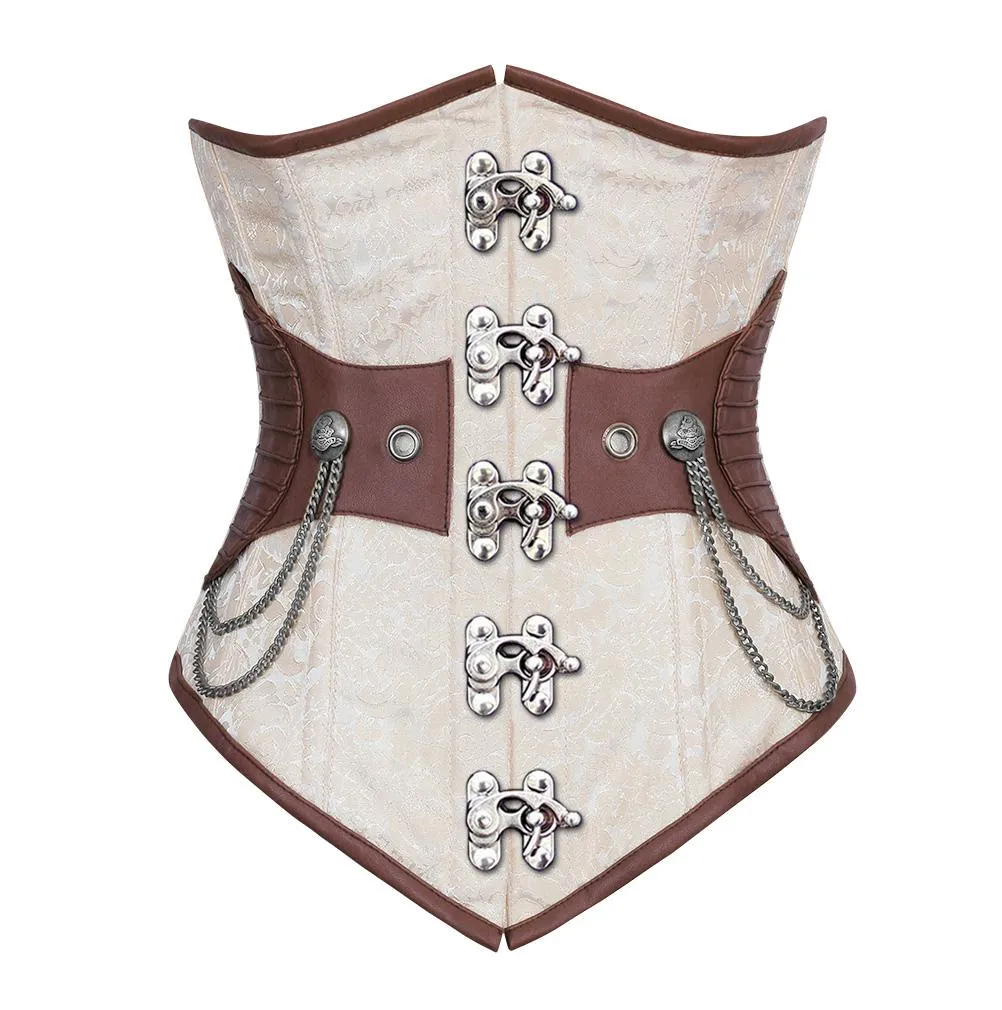 Barron Ivory Brocade Steampunk Underbust Corset