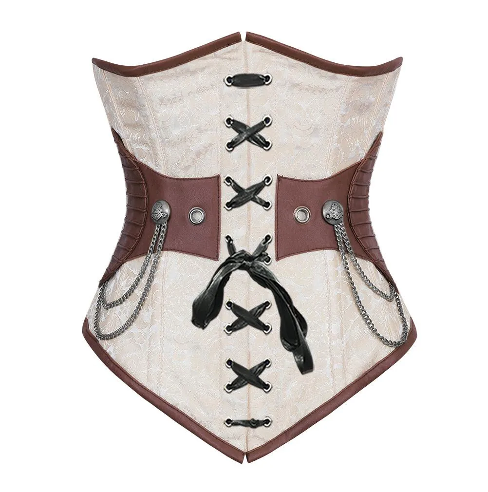 Barron Ivory Brocade Steampunk Underbust Corset