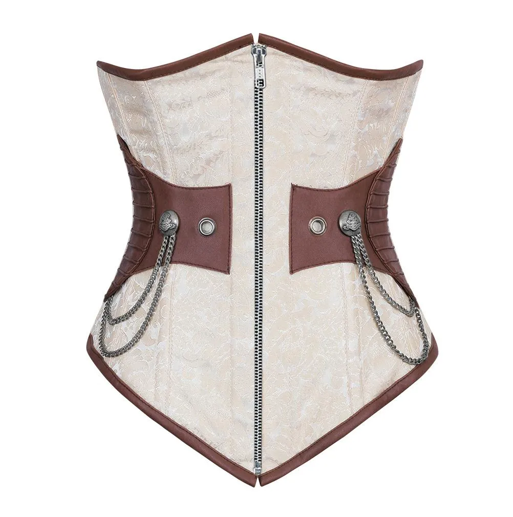 Barron Ivory Brocade Steampunk Underbust Corset