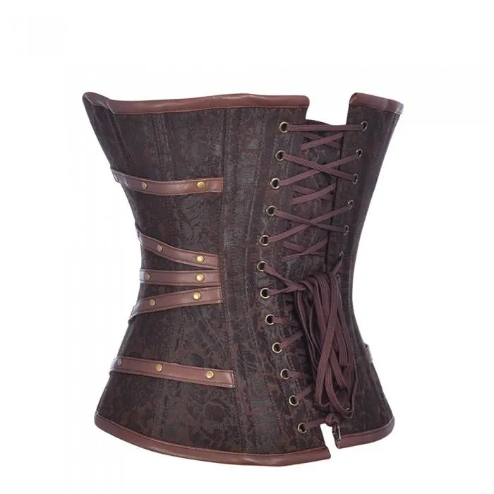 Benji Brown Steampunk Corset with Buckle Detail
