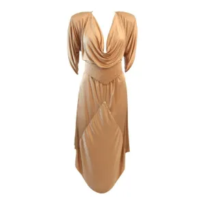 BIRGITTA Champagne Jersey Dress with Rhinestones and Belt