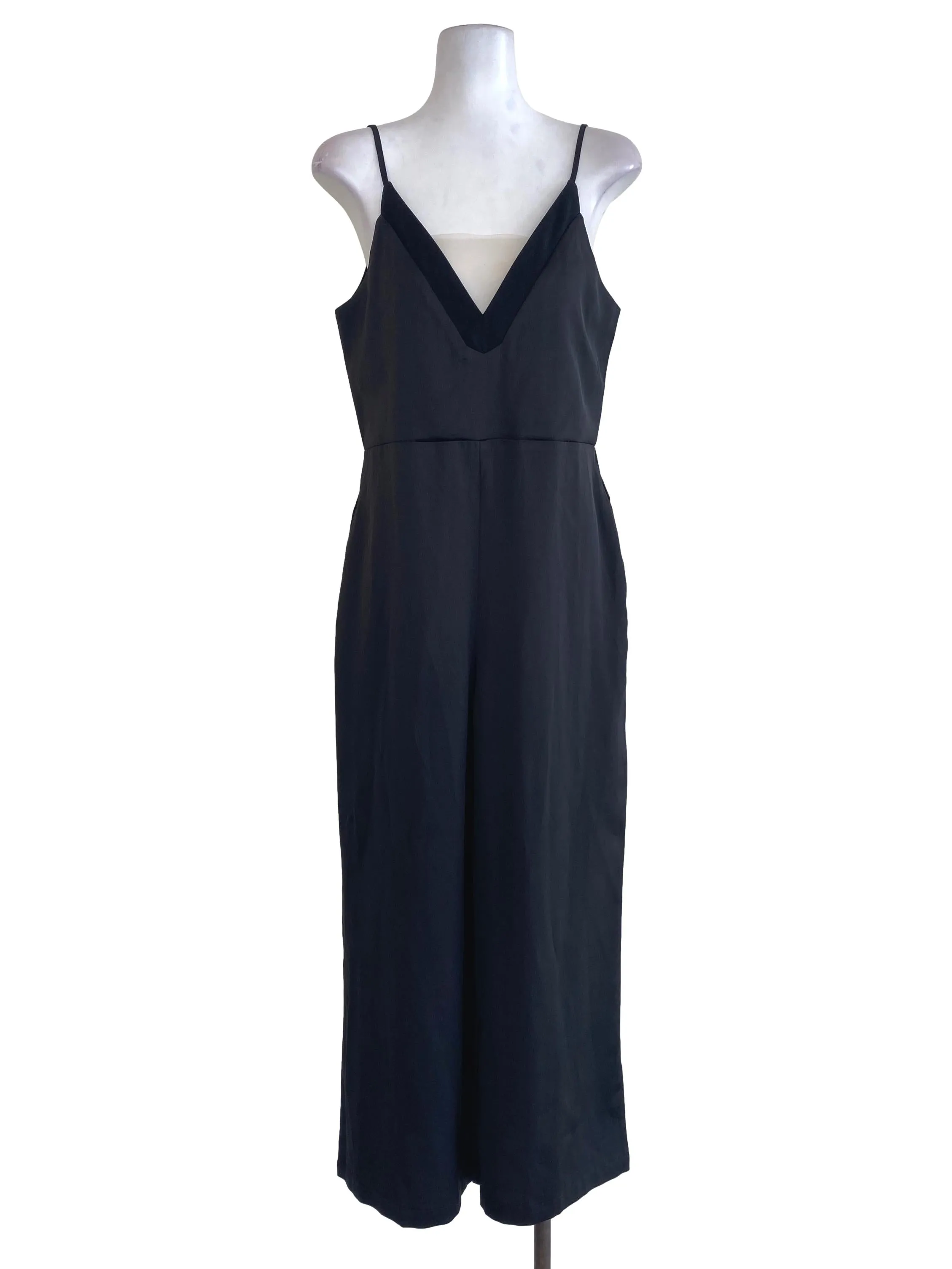 Black V Neck Jumpsuits YHF