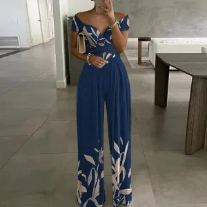 Blue Floral Jumpsuits