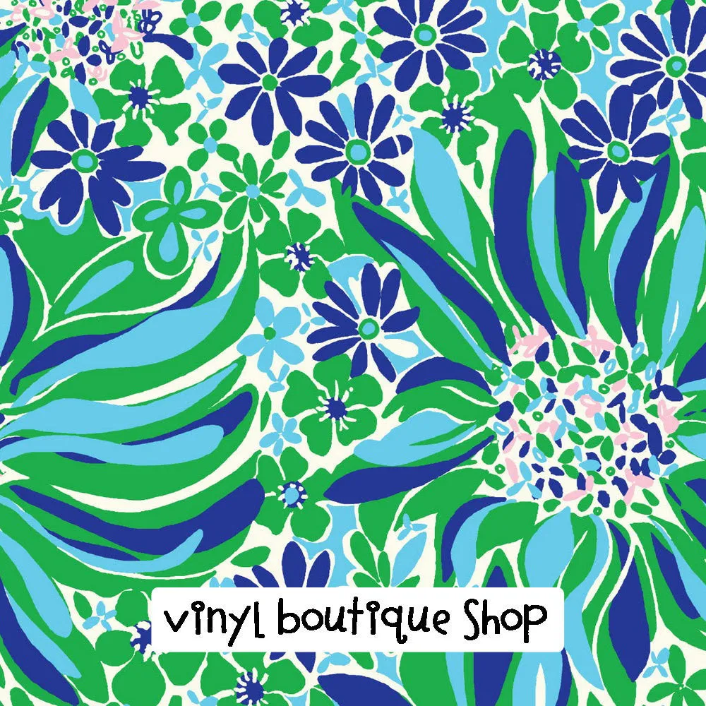 Blue Green Floral Lilly Inspired Vinyl