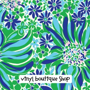 Blue Green Floral Lilly Inspired Vinyl