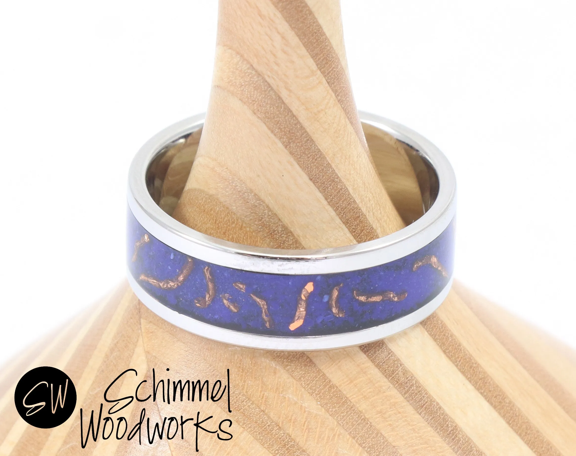 Blue Stone & Copper Shavings Ring