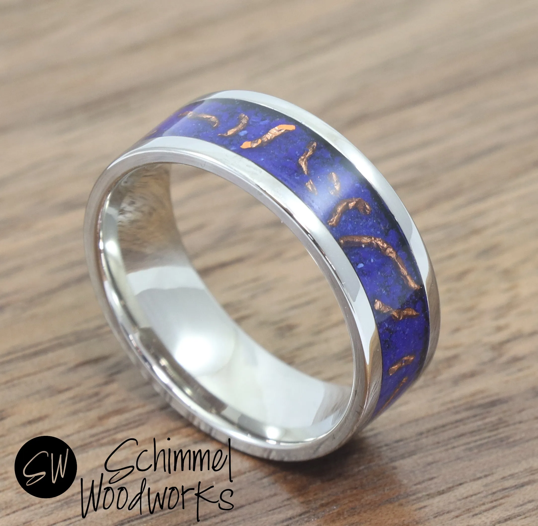 Blue Stone & Copper Shavings Ring