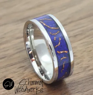 Blue Stone & Copper Shavings Ring