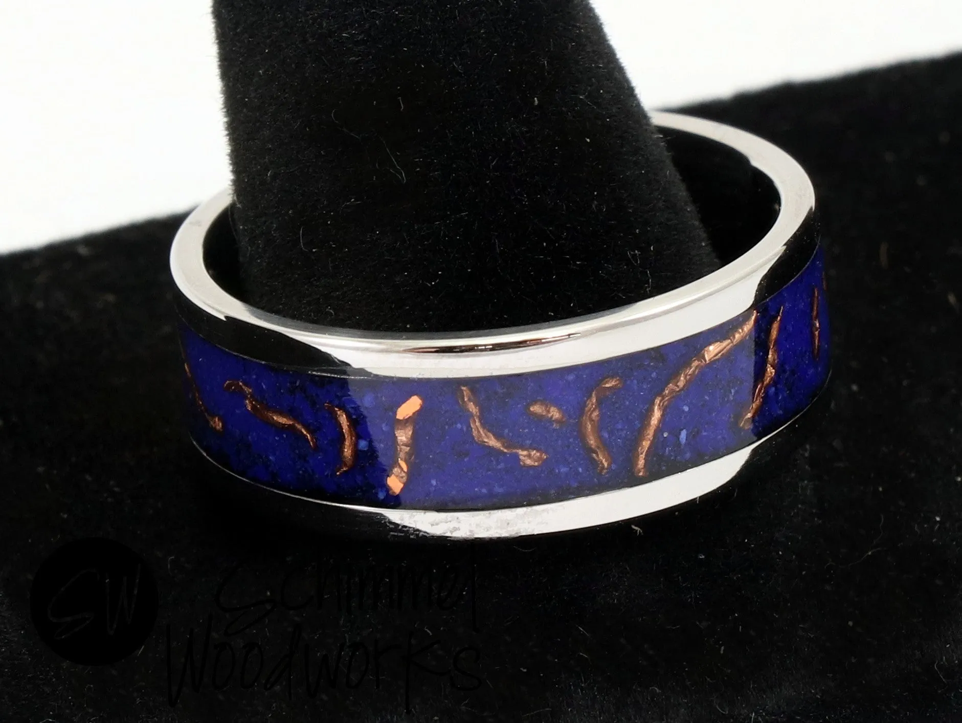 Blue Stone & Copper Shavings Ring