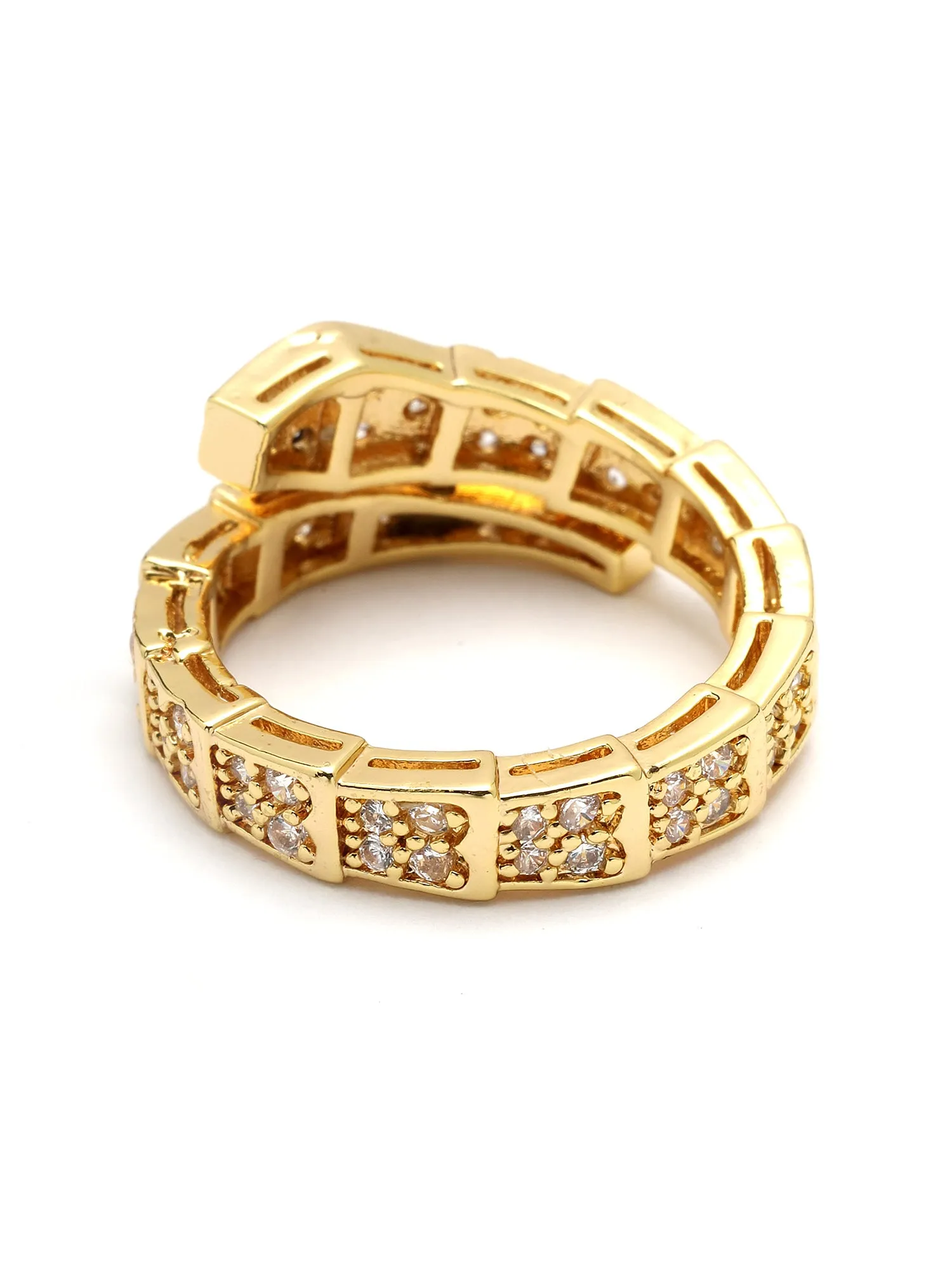 Bohey by KARATCART Gold Plated Cubic Zirconia Studded Snake Design Women's Finger Ring