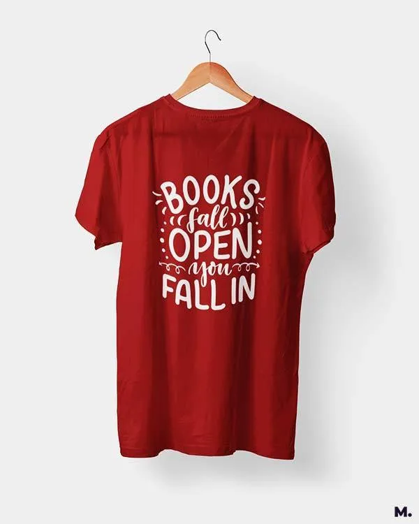 Books fall open, you fall in printed t shirts