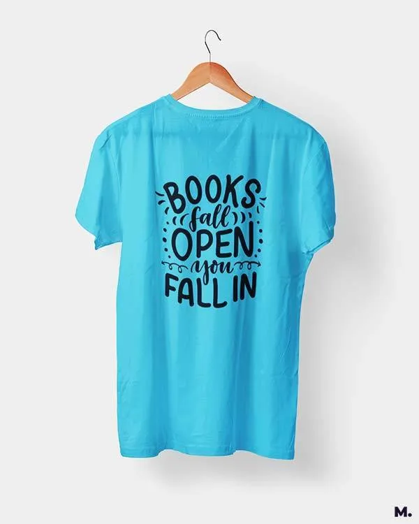Books fall open, you fall in printed t shirts