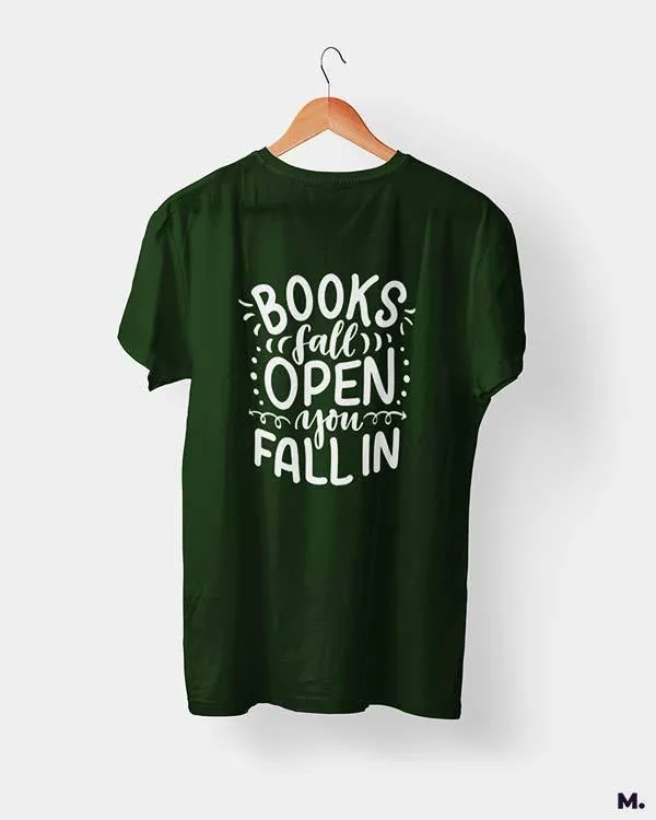 Books fall open, you fall in printed t shirts