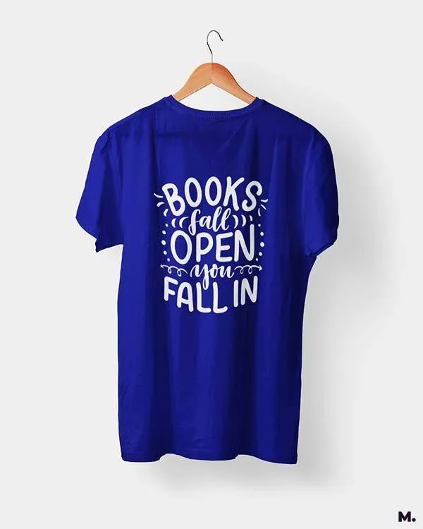 Books fall open, you fall in printed t shirts