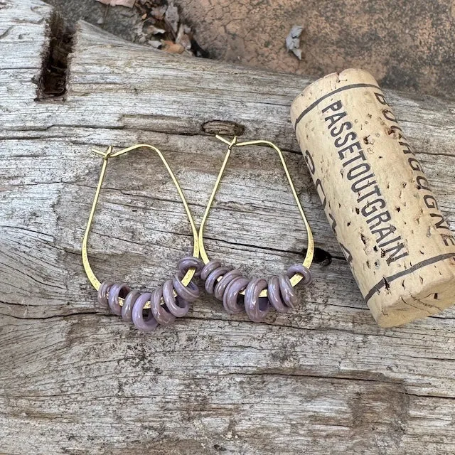 Brass hoop earrings with glass loops