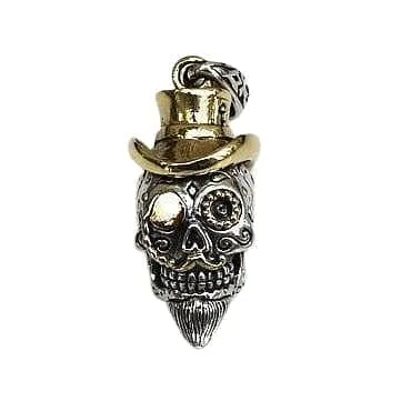 Brass Steampunk 925 Sterling Silver Skull Pendant