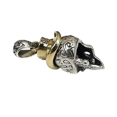 Brass Steampunk 925 Sterling Silver Skull Pendant