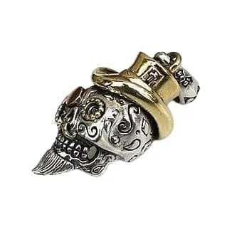Brass Steampunk 925 Sterling Silver Skull Pendant