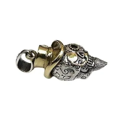 Brass Steampunk 925 Sterling Silver Skull Pendant