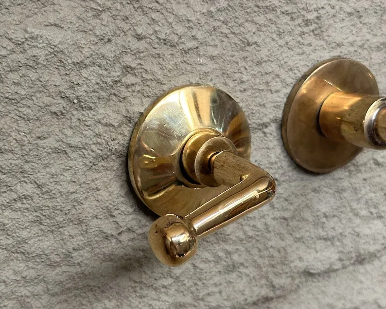Brass Wall Mount Bathroom Faucet With Lever Handles