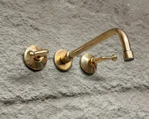 Brass Wall Mount Bathroom Faucet With Lever Handles