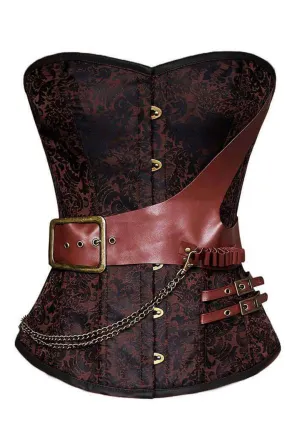 Brown Jacquard Corset Strap and Chain