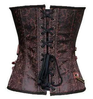 Brown Jacquard Corset Strap and Chain