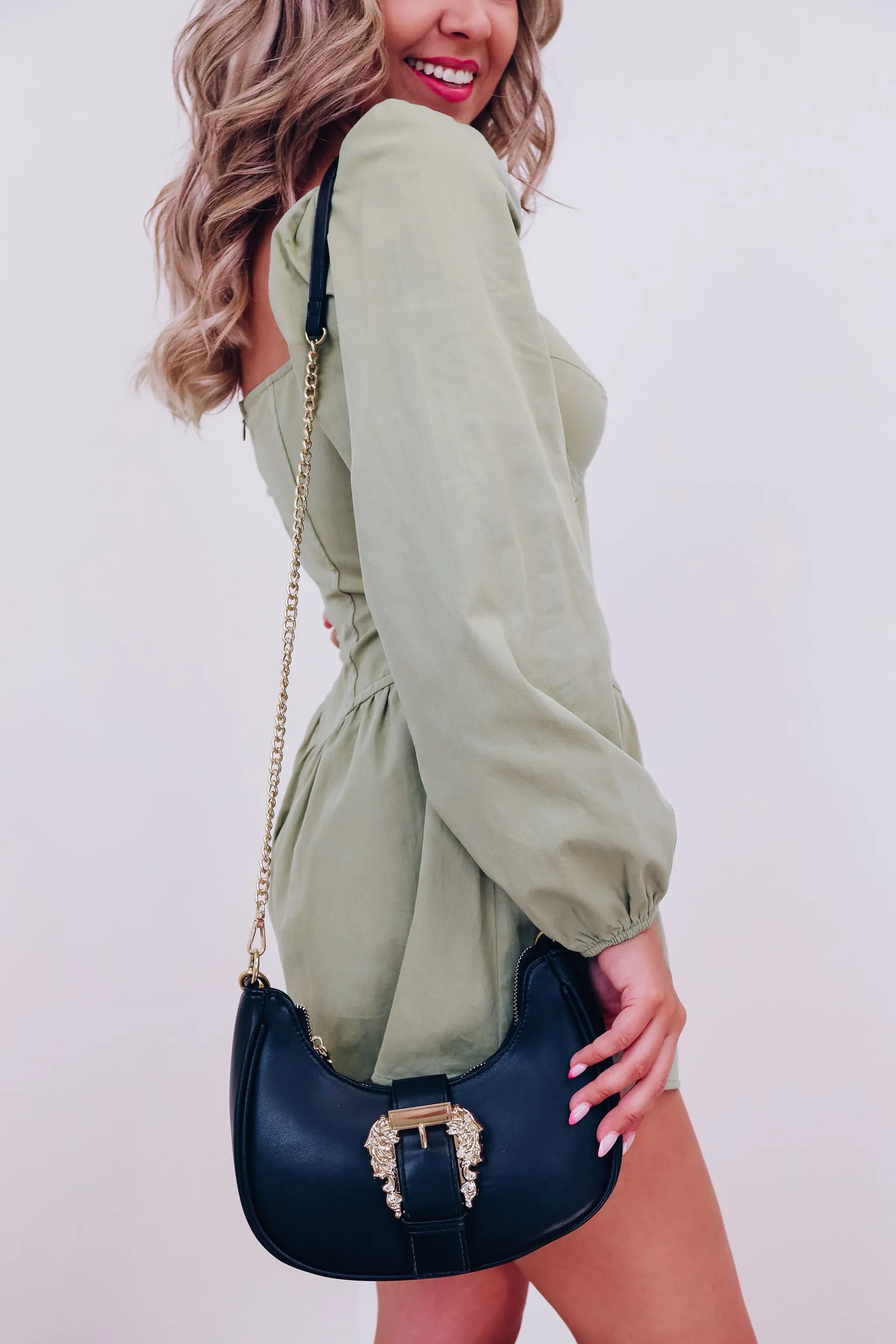 Buckle Embellished Western Crossbody - Black