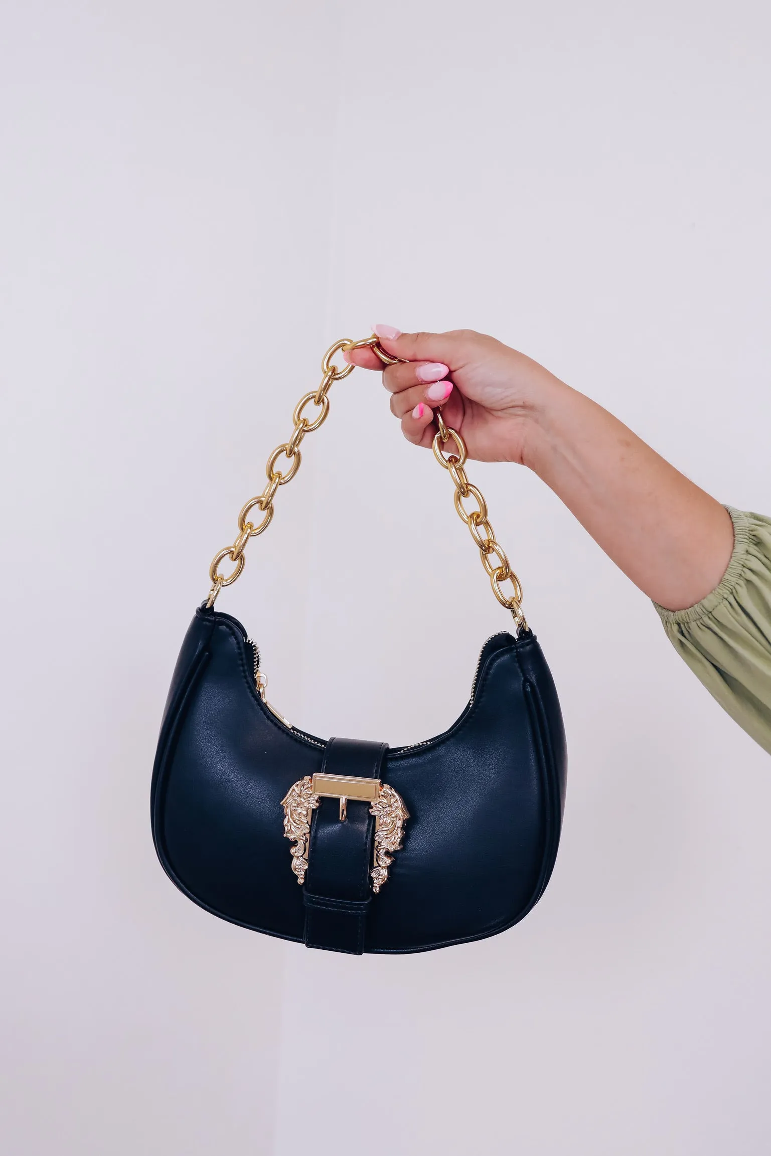 Buckle Embellished Western Crossbody - Black