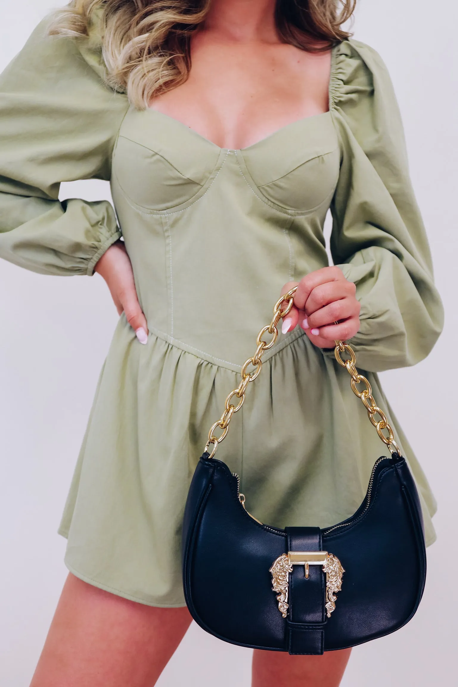 Buckle Embellished Western Crossbody - Black