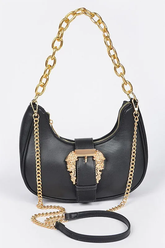 Buckle Embellished Western Crossbody - Black