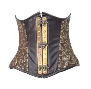 Burleska Vintage Underbust Steampunk Corset in Brown Gold Brocade