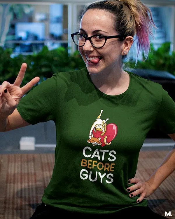 Cats before guys printed t shirts
