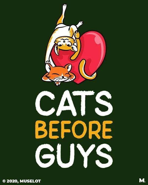 Cats before guys printed t shirts