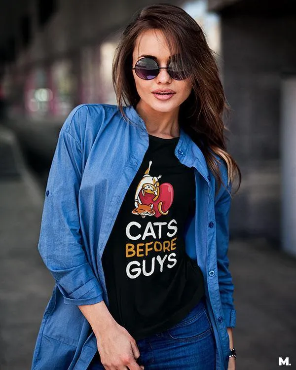 Cats before guys printed t shirts