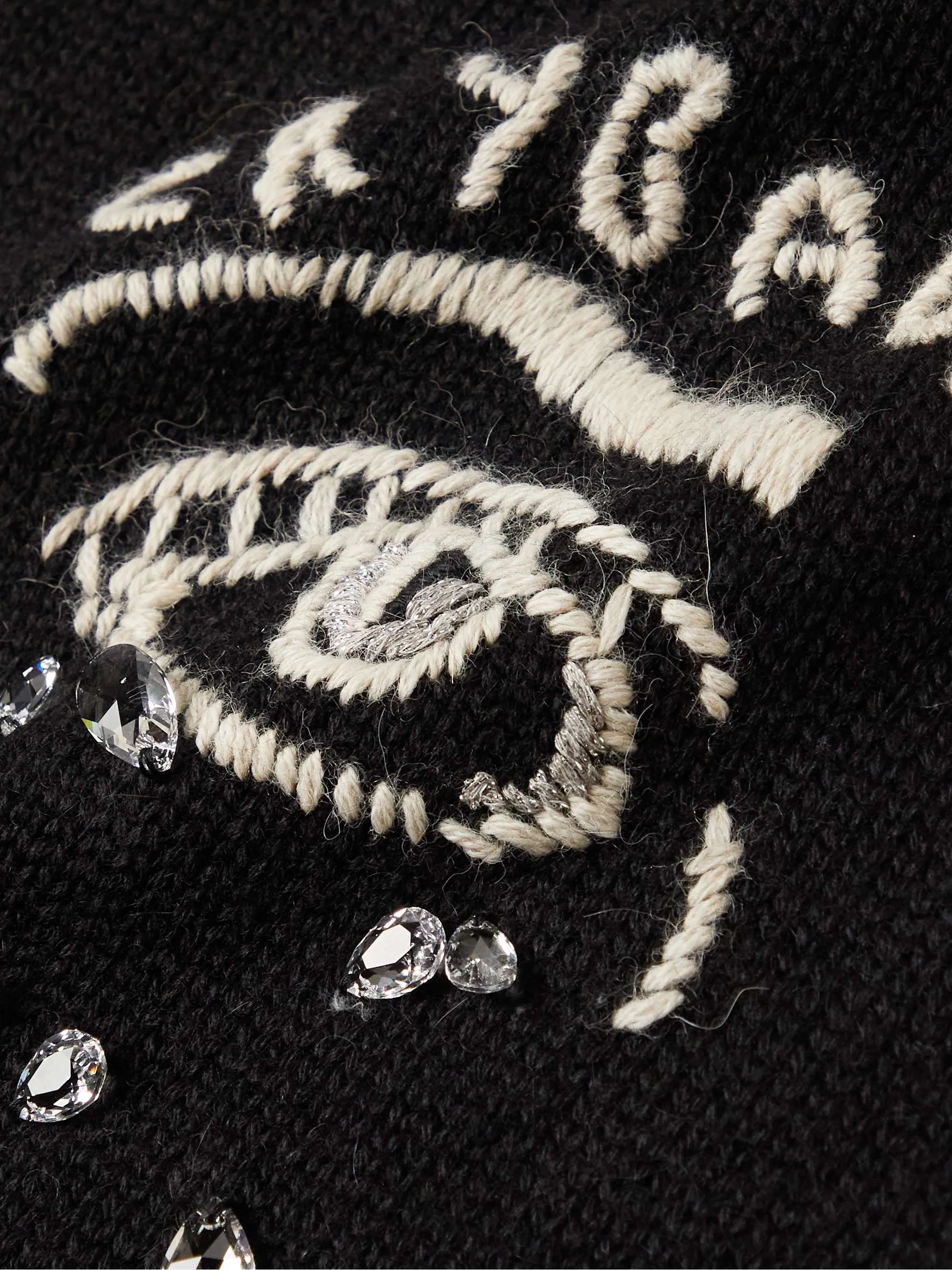 CELINE HOMME Embroidered Embellished Wool and Alpaca-Blend Hoodie