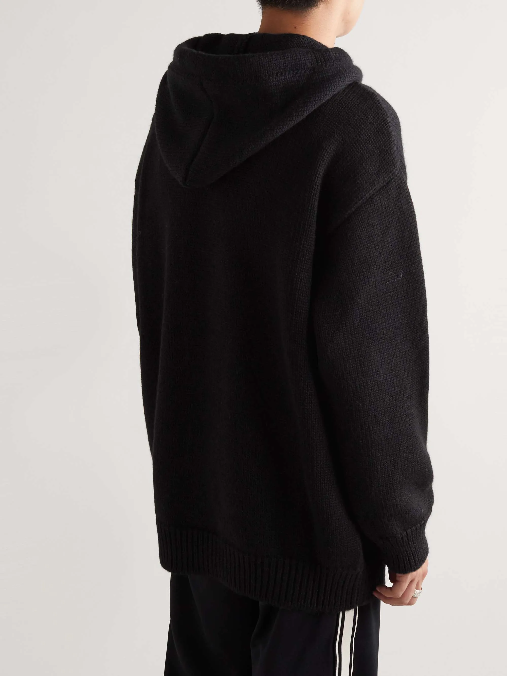 CELINE HOMME Embroidered Embellished Wool and Alpaca-Blend Hoodie