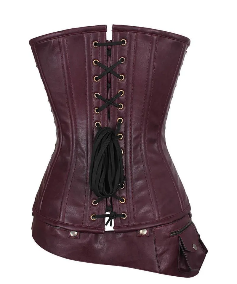Charmaine Criss Cross Steampunk Overbust Corset with Detachable Belt