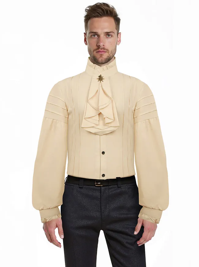 Charmian Men's Gothic Victorian Long Sleeve Ruffled Pirate Shirt with Buttons