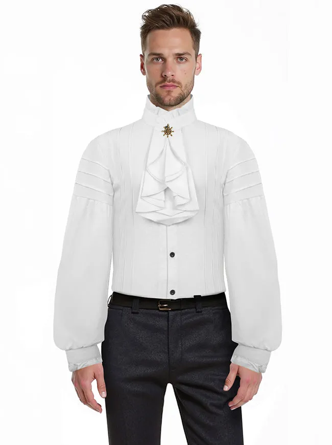 Charmian Men's Gothic Victorian Long Sleeve Ruffled Pirate Shirt with Buttons