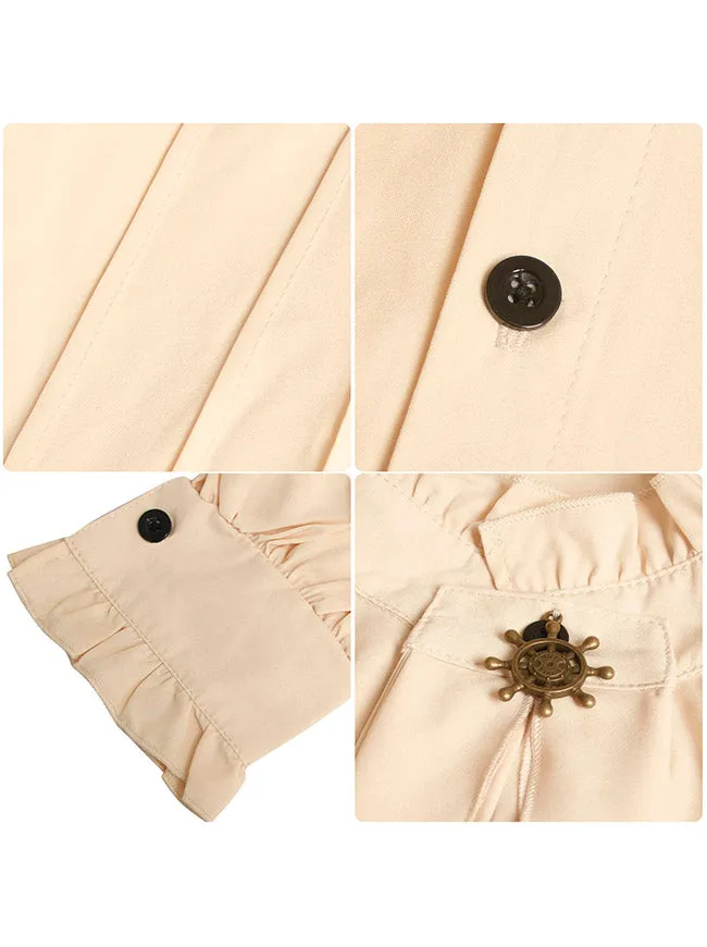 Charmian Men's Gothic Victorian Long Sleeve Ruffled Pirate Shirt with Buttons