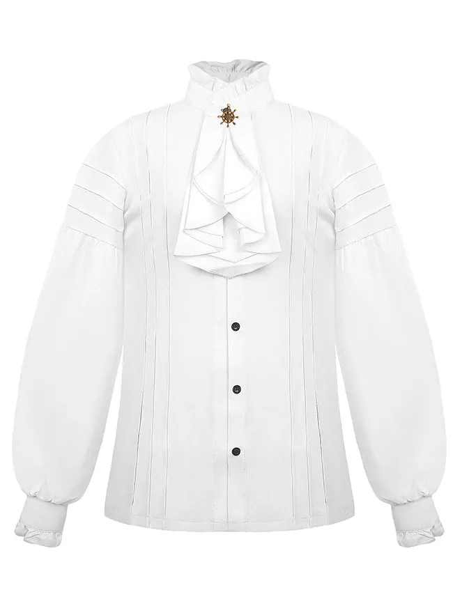 Charmian Men's Gothic Victorian Long Sleeve Ruffled Pirate Shirt with Buttons