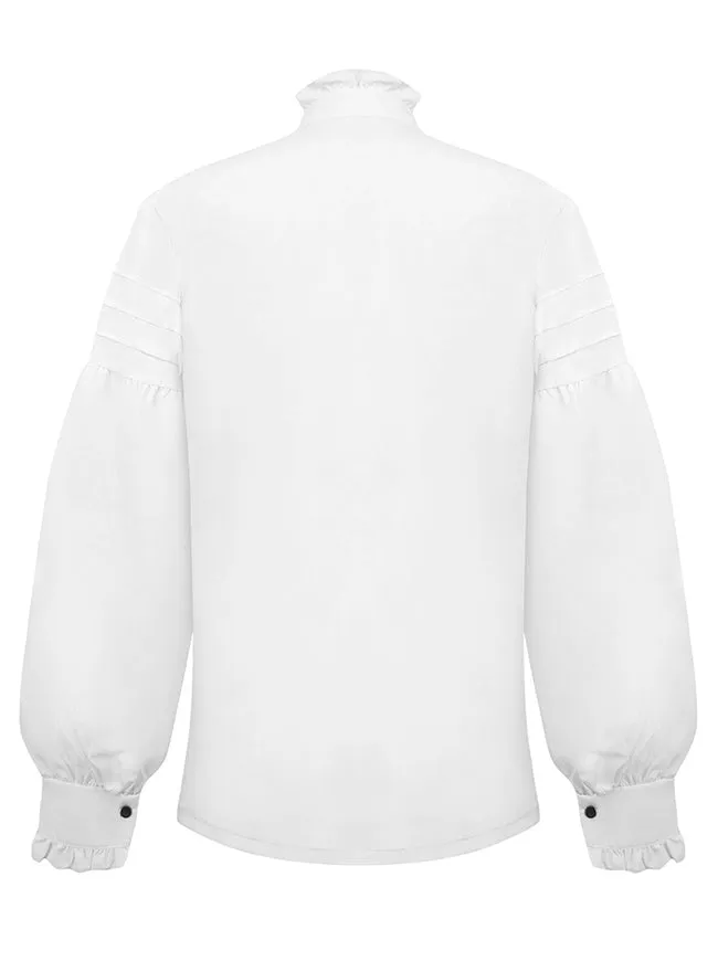 Charmian Men's Gothic Victorian Long Sleeve Ruffled Pirate Shirt with Buttons