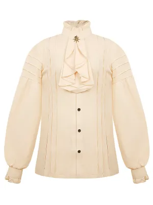 Charmian Men's Gothic Victorian Long Sleeve Ruffled Pirate Shirt with Buttons
