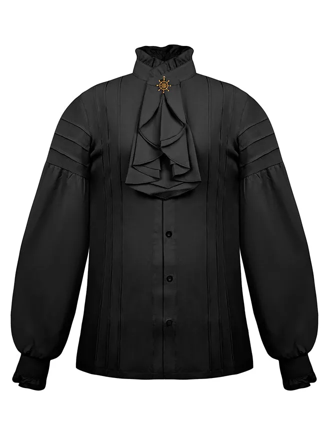 Charmian Men's Gothic Victorian Long Sleeve Ruffled Pirate Shirt with Buttons