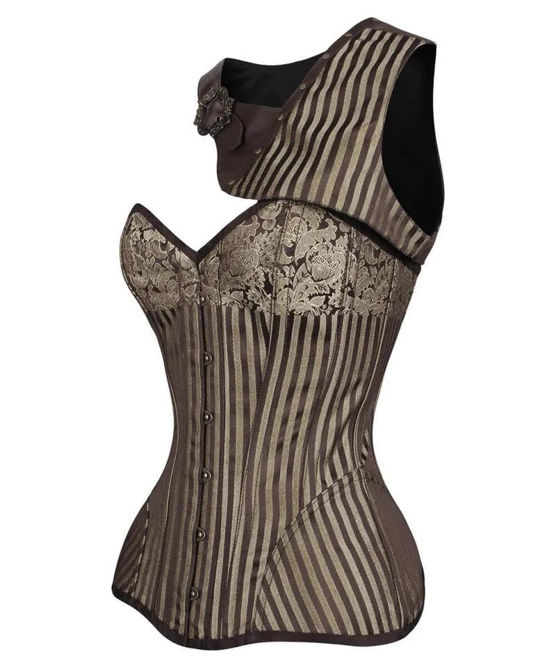Charusha Steampunk Gold Brocade Corset with Bolero