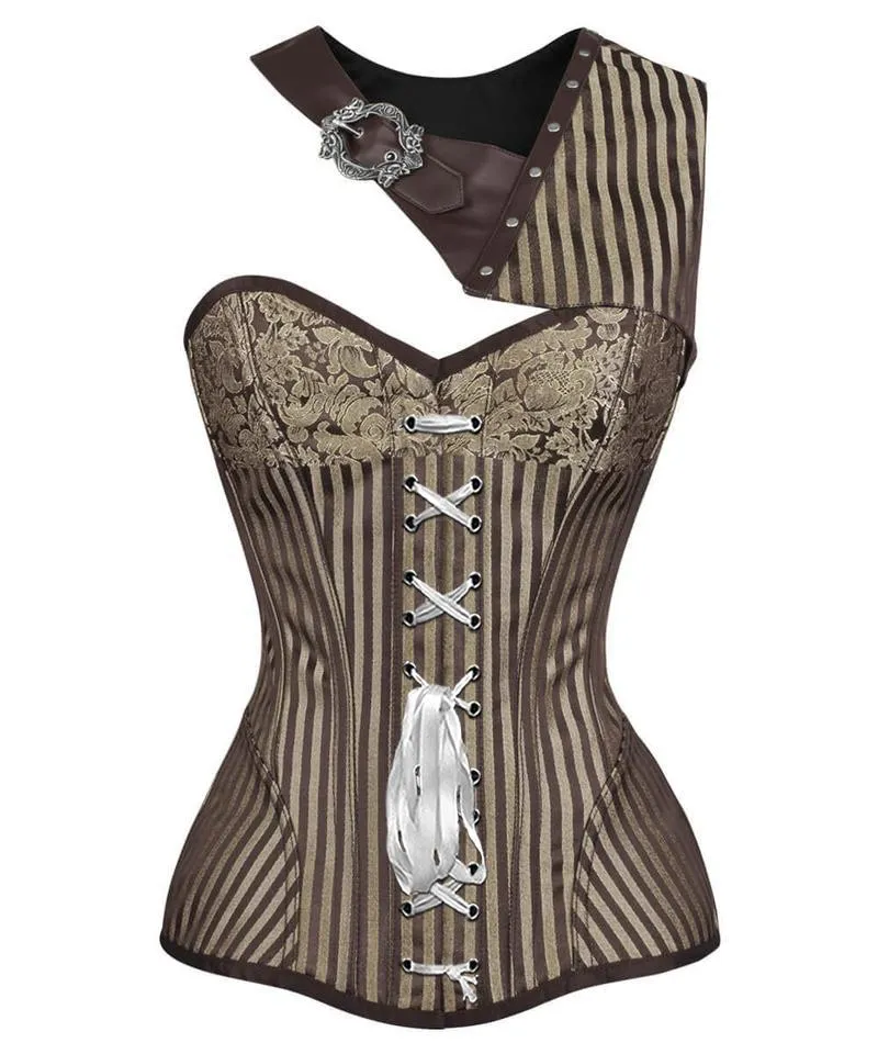 Charusha Steampunk Gold Brocade Corset with Bolero